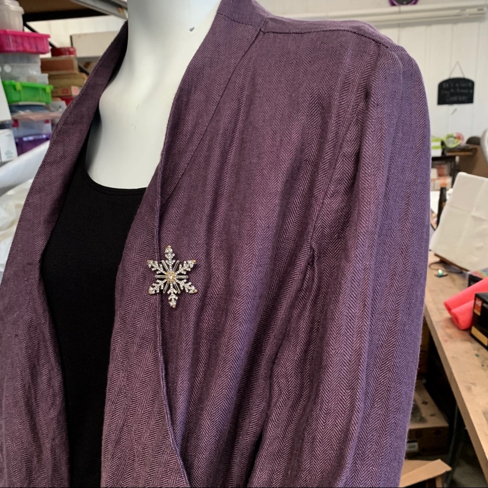 “Purple Open Drape Front Linen Jacket” - Picture 2 of 8